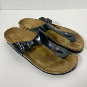 Birkenstock BLACK BIRKO FLOR GIZEH SANDALS Size 42 EU 11-11.5 US VGC